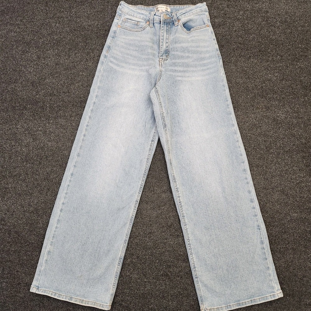 Madden Girl Womens Size 5 Blue Light Wash Wide Leg Jeans Cotton Blend Stretch